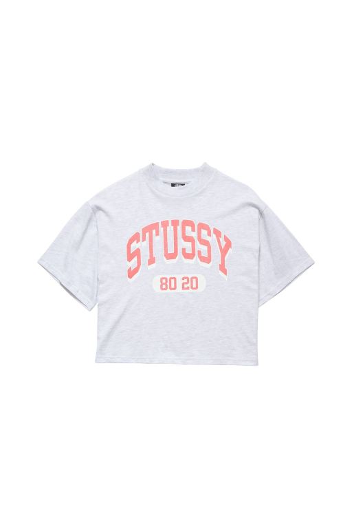 Stussy Womens College Boxy T Shirt White - JEBDC6590